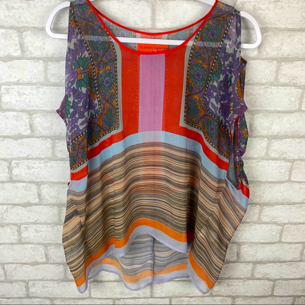 Clover Canyon Cold Shoulder Silk Top